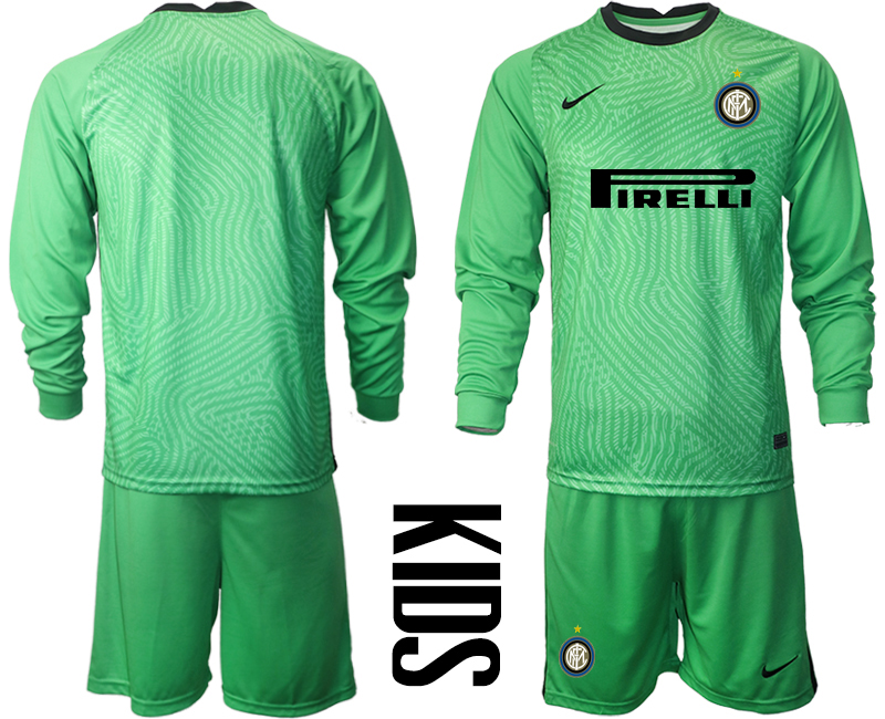 2021 Internazionale green goalkeeper long sleeve youth soccer jerseys->youth soccer jersey->Youth Jersey